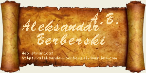 Aleksandar Berberski vizit kartica
